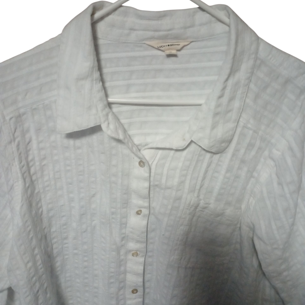 Lucky Brand White Button Down Shirt XL | Women’s Classic Work Top - Picture 3 of 5